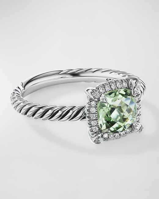 David Yurman Gray 7Mm Petite Chatelaine Pave Bezel Ring With Gemstone And Diamonds