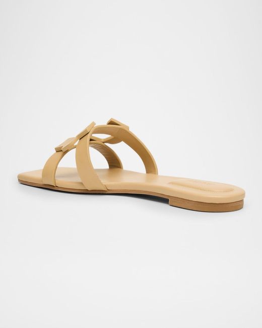 Jonathan Simkhai Metallic Leather Monogram Flat Slide Sandals