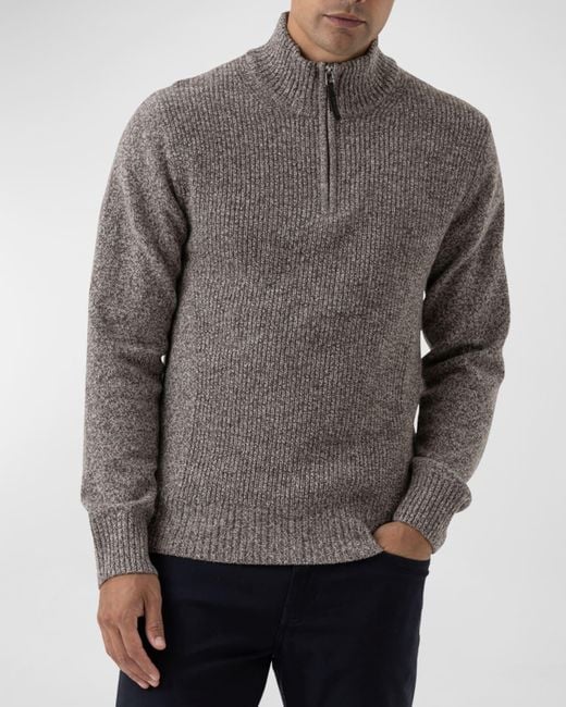 Rodd & Gunn Gray Charlestown Quarter-Zip Lambswool Sweater for men