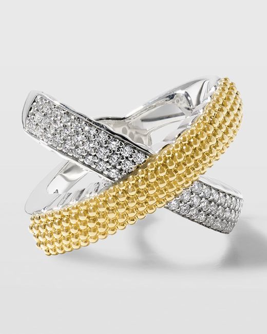 Lagos Metallic Caviar Lux Diamond Two-tone Ring