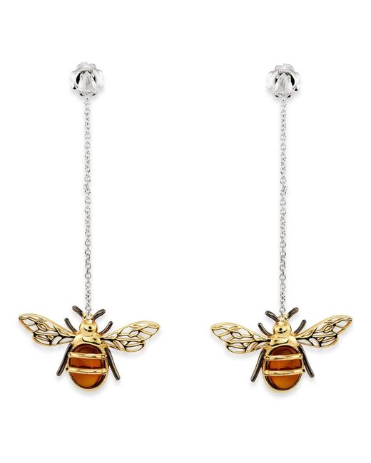 Staurino White 18k Citrine Bee Dangle Earrings