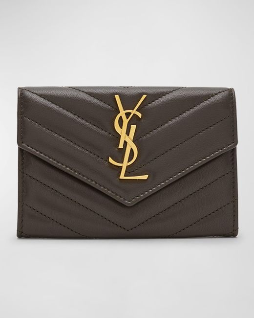 Monogram Small Leather Wallet in Black - Saint Laurent