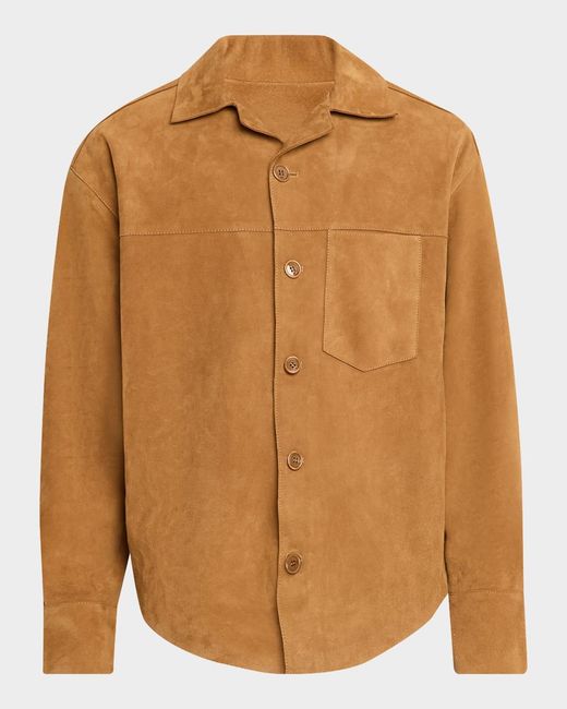 AMI Brown Apos;S Leather Button-Down Overshirt for men