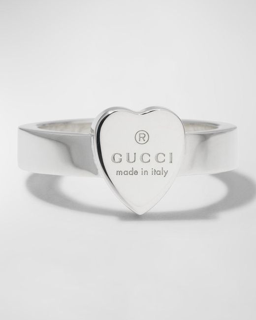 Gucci Gray Engraved Heart Trademark Ring