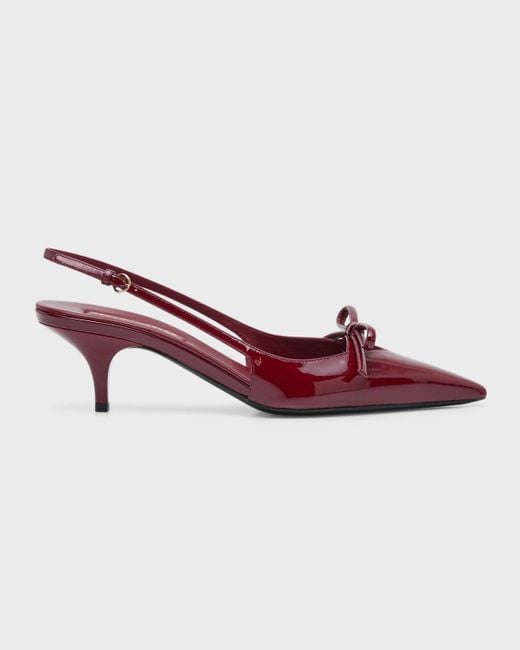 Miu Miu Red Patent Bow Kitten-Heel Slingback Pumps