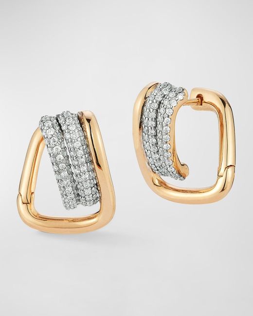 Walters Faith Metallic Huxley 18k Rose Gold Diamond Coil Link Huggie Earrings