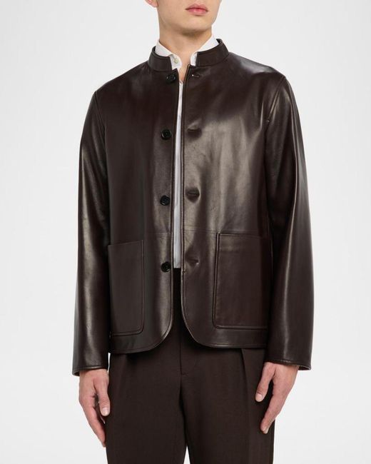 Dunhill Black Apos;S Leather Driving Jacket for men