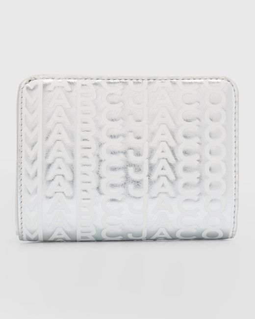 Marc Jacobs Gray The Monogram Metallic Mini Compact Wallet