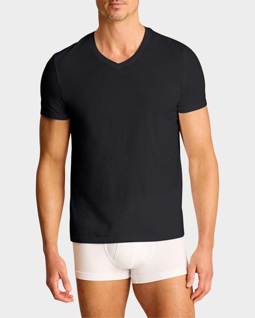 Commando Black Apos;S Premier Stretch-Cotton V-Neck Undershirt for men