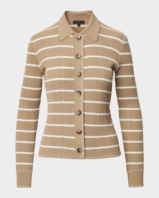 Rag & Bone Natural Harper Striped Button-Down Cardigan