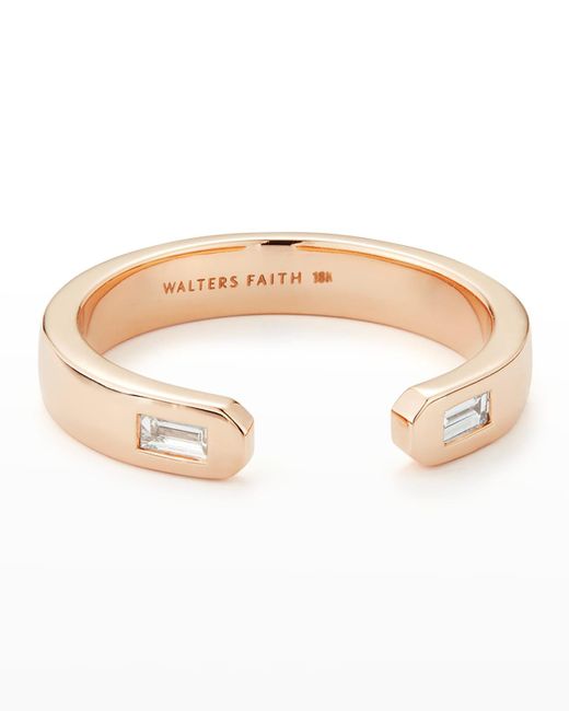 Walters Faith White Ottoline Rose Gold Open Band Ring With 2 Gypsy-set Baguette Diamonds
