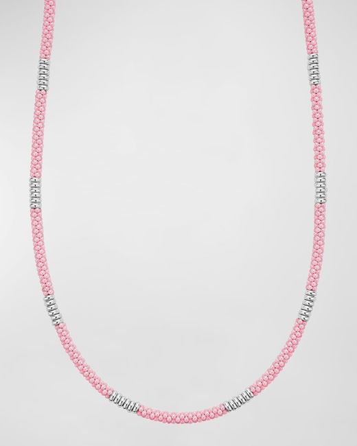 Lagos Sterling Silver Pink Caviar 3mm Rope Necklace