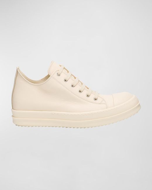Rick Owens Natural Scarpe Leather Low-Top Sneakers