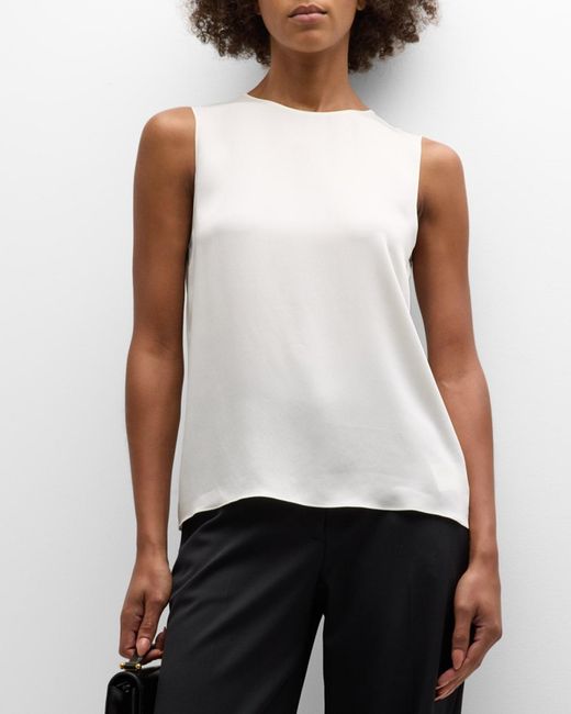Theory White Silk Straight Shell Top
