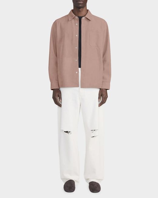 FRAME Pink Apos;S Solid Suede Overshirt for men