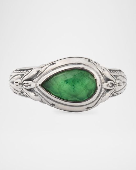 Konstantino Green Ivy Rock Crystal, And Mop Triplet Statement Ring