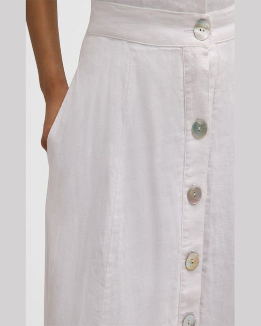 Finley White Nicole Button-Down Linen Maxi Skirt