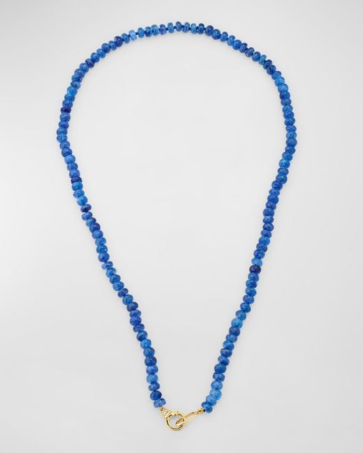 Sorellina Blue 18K 6Mm Rondelle Necklace With Small Diamond Clasp, 22"L