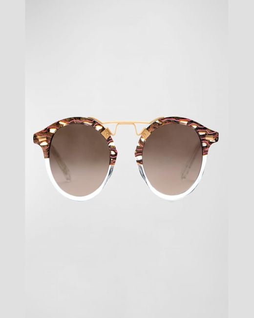 Krewe Multicolor St. Louis Round Mirrored Sunglasses