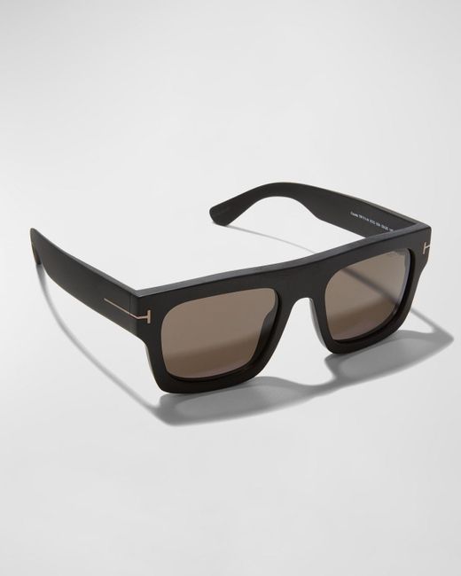 Tom Ford Black Fausto Square Acetate Sunglasses