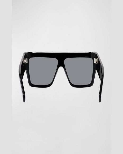 Céline Black Chunky Rectangle Solid Acetate Sunglasses for men
