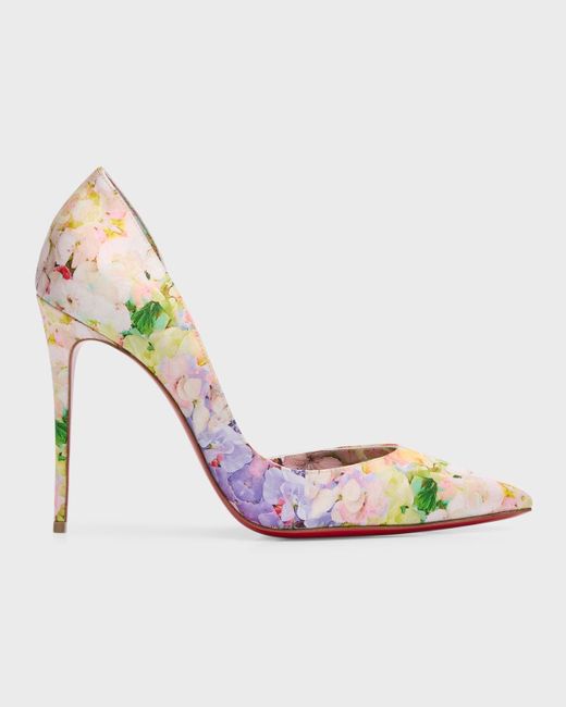 Christian Louboutin Pink Iriza Blooming Half-D'Orsay Sole Pumps