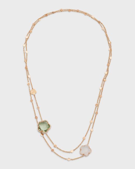 Pasquale Bruni White Bon Ton 18k Rose Gold Necklace With Gemstones And Diamonds