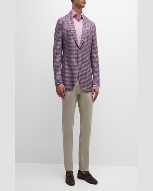 Isaia Purple Check Wool-Blend Sport Coat for men