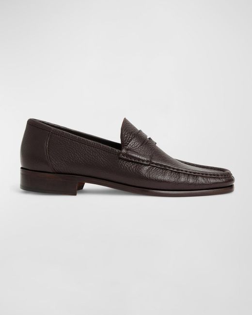 Bruno Magli Brown Tonio Leather Penny Loafers for men