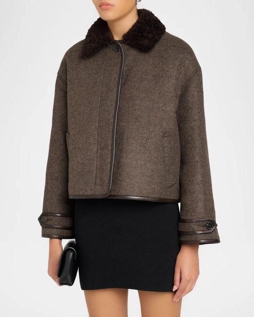 Jonathan Simkhai Brown Orien Contrast-Collar Jacket