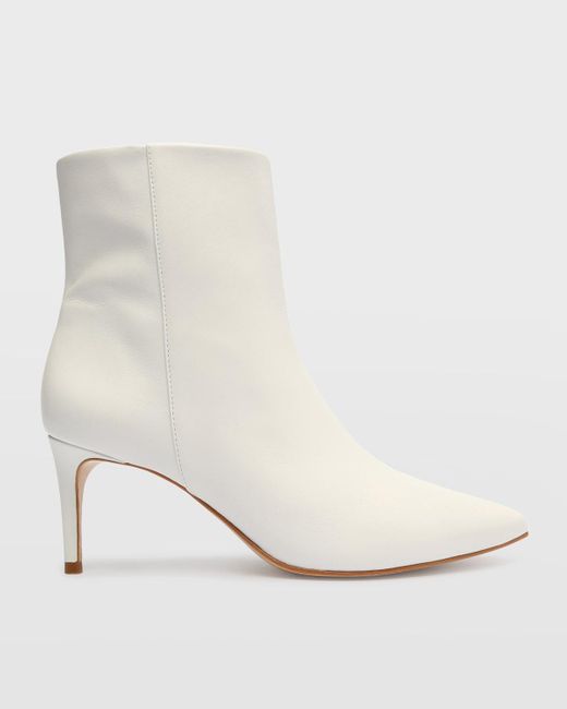 SCHUTZ SHOES White Mikki Mid Leather Pointed-toe Booties