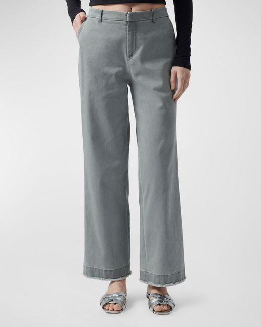 ATM Gray Cotton Twill Wide-leg Boyfriend Pants
