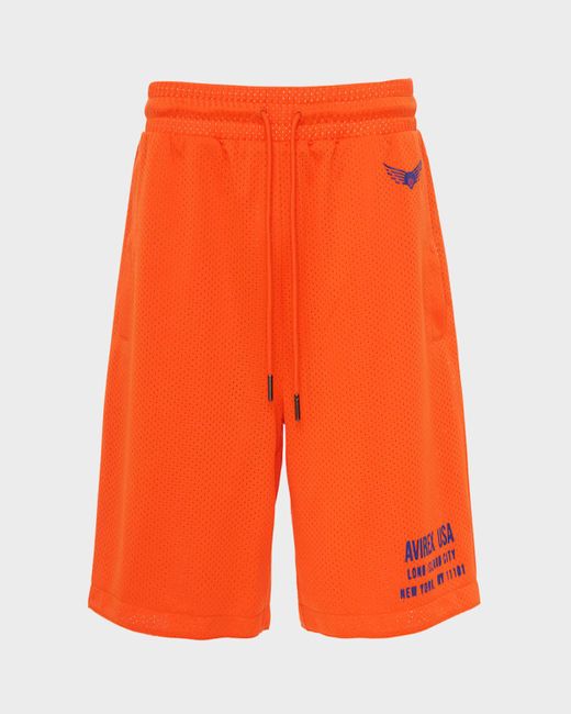 Avirex Orange Aviator Mesh Shorts for men