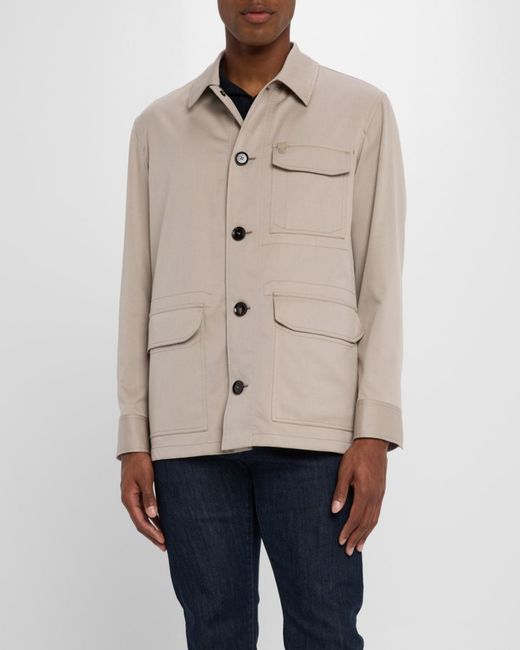 Brioni Natural Apos;S Cotton And Wool Work Jacket for men