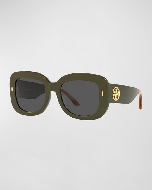 Tory Burch Green Square Acetate Sunglasses