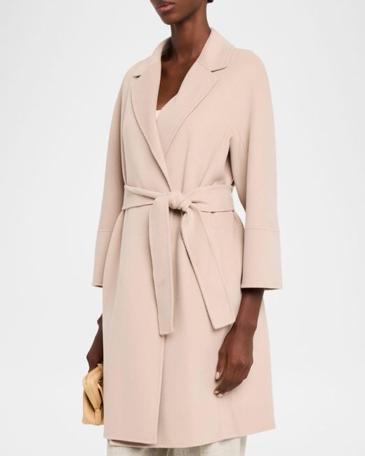 Max Mara Natural Double-Faced Wool Wrap Coat