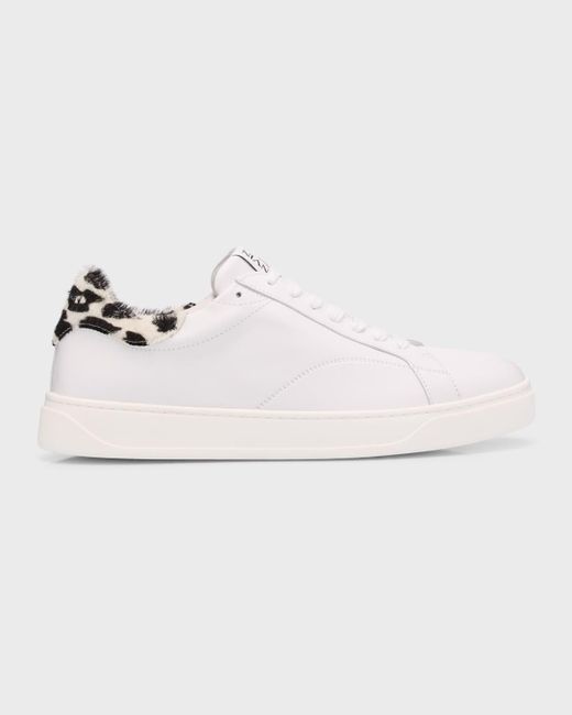 Lanvin Natural Ddb0 Leather And Calf Hair Low-top Sneakers for men