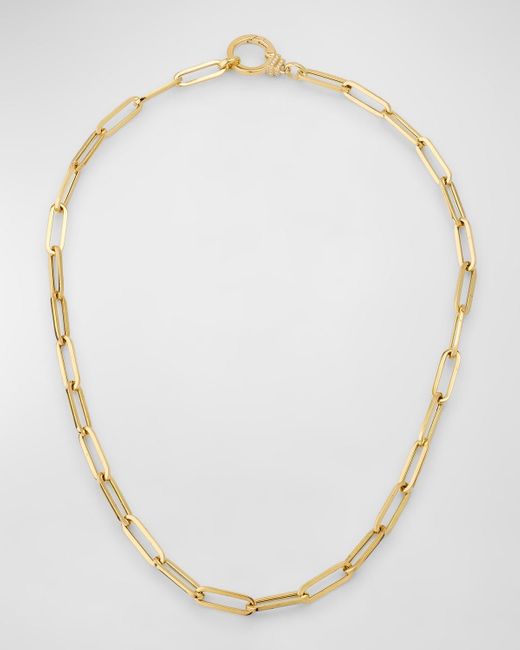 Sorellina White 18K Paperclip Chain Necklace With Diamonds