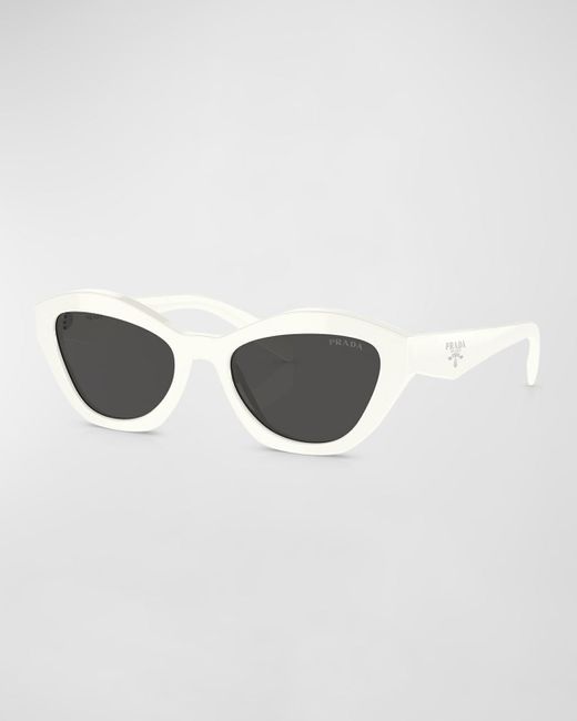 Prada White Triangle Logo Acetate Butterfly Sunglasses