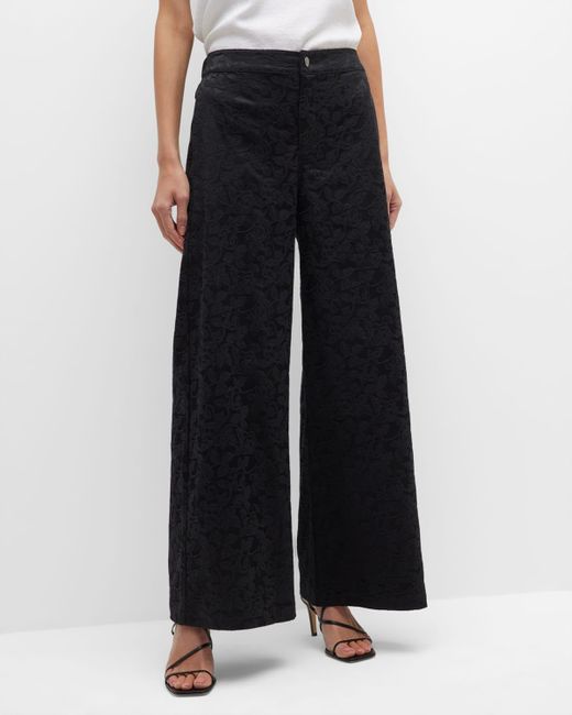 Johnny Was Floral Jacquard Wide-leg Pants in Black | Lyst