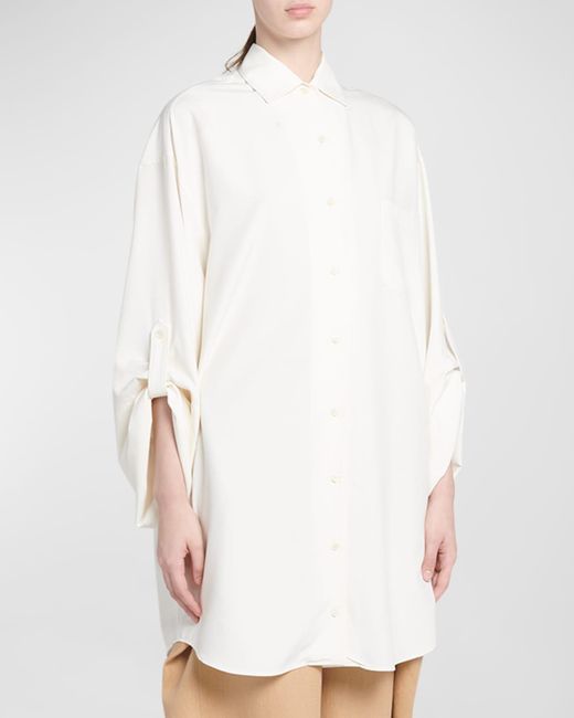 Loro Piana White Kristen Japanese Dyed Silk Oversized Shirt