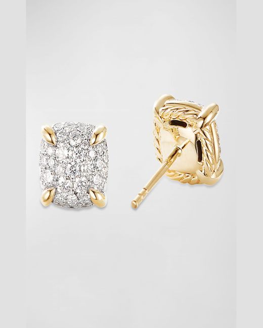 David Yurman Metallic Chatelaine Stud Earrings In 18k Yellow Gold With Full Pave Diamonds, 7mm