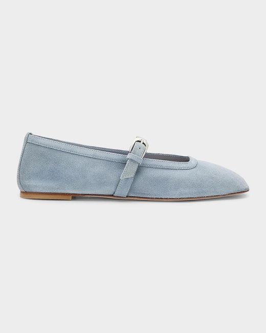 Stuart Weitzman Blue Sai Suede Ballet Flats