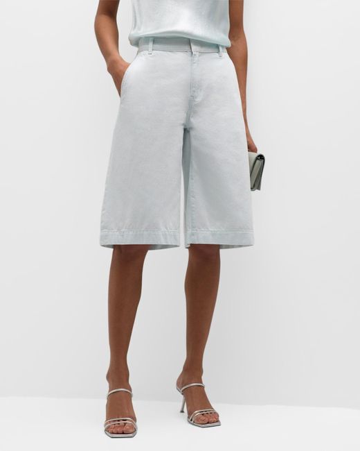Vince Gray Relaxed Cotton Twill Long Shorts