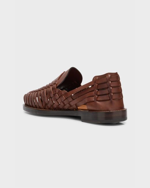 Brunello Cucinelli Brown Huarache Leather Fisherman Sandals for men