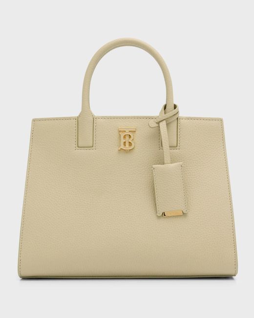 Burberry Natural Frances Leather Top-Handle Bag