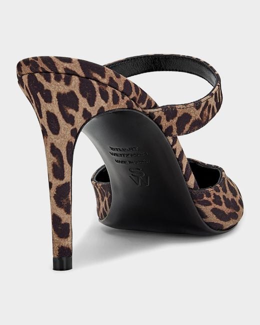 Stuart Weitzman Brown Stuart Power 85Mm Leopard-Print Mules