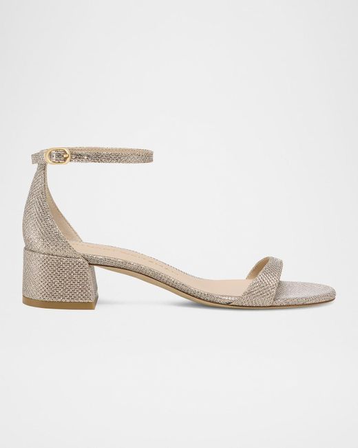 Stuart Weitzman Nudist Metallic Ankle-Strap Sandals