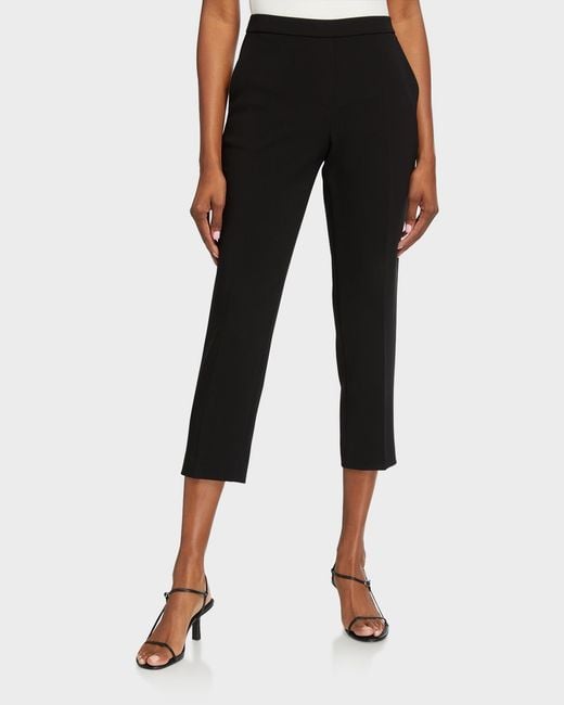 Theory Black Treeca Cropped Pull-On Pants