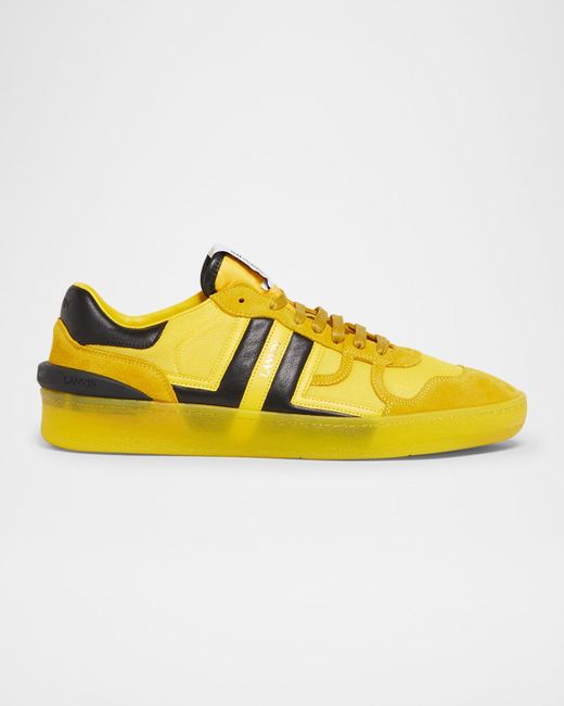 Lanvin Yellow Clay Leather And Mesh Low-Top Sneakers for men